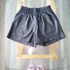 High Waist Black Leather Shorts